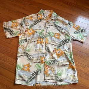 Pierre Cardin Hawaiian Postcard Scene Shirt L 🌺